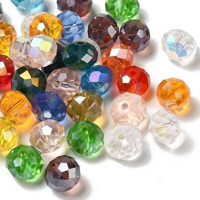 Electroplate Faceted Rondelle AB Color Plated Transparent Glass Beads