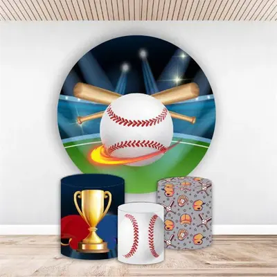 Aperturee Playground Baseball Round Backdrop Kit For Boys | Circle Backdrops For Birthday | Custom Round Birthday Backdrop | ...