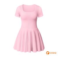 OQQ Women's square Tie leggings pleated hem mini dress Summer short sleeves Casual Trendy Womenswear