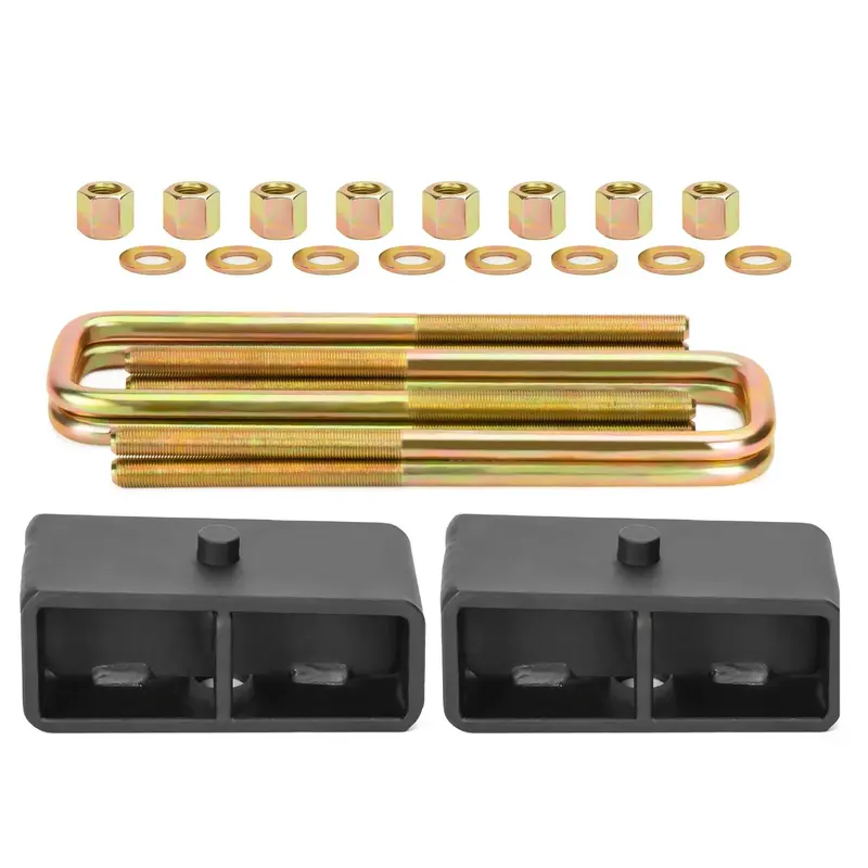 2 Rear Lift Kits With Ubolts Block For 2007-2024 Chevy Silverado 1500 and GMC Sierra 1500 2WD/4WD