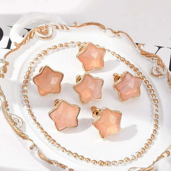 Natural Rose Quartz Stud Earrings
