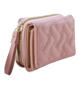 Women's 1 Piece Fashion Embroidered Heart Design Zipper Short Wallet, Multi Card Slot Wallet, Multifunctional Card Holder