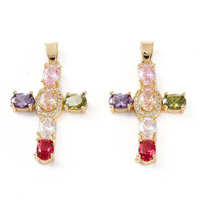Brass Micro Pave Cubic Zirconia Pendants