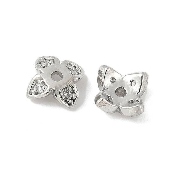 Brass Micro Pave Clear Cubic Zirconia Bead Caps