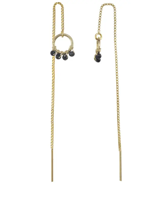 Onda Threader Earrings | Gemstone: Sapphire | Metal Color: Gold