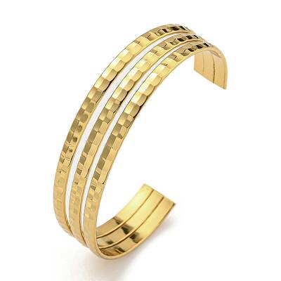 PVD Vacuum Plating 202 Stainless Steel Multi-strand Open Cuff Bangles for Women
