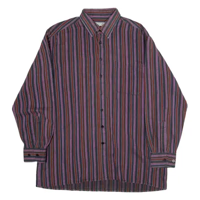 COLDOR Mens Shirt Purple Striped Long Sleeve XL