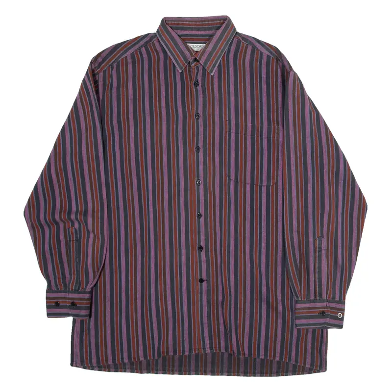 COLDOR Mens Shirt Purple Striped Long Sleeve XL