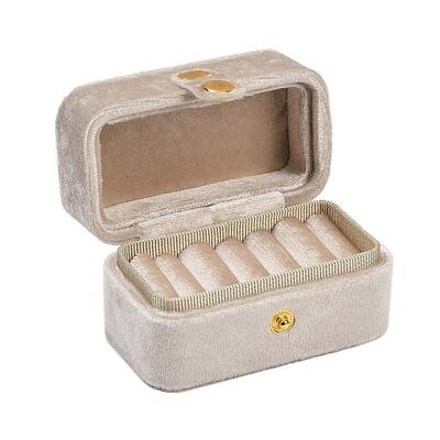 Mini Rectangle Velvet Ring Storage Boxes with Snap Buttons