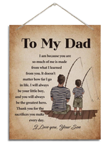 To My Dad, Dad Gift from Son, Wall Decor Art, Decorative Hanging Wood Signs, Fathers Day, Thanksgiving, Christmas, Birthday G...