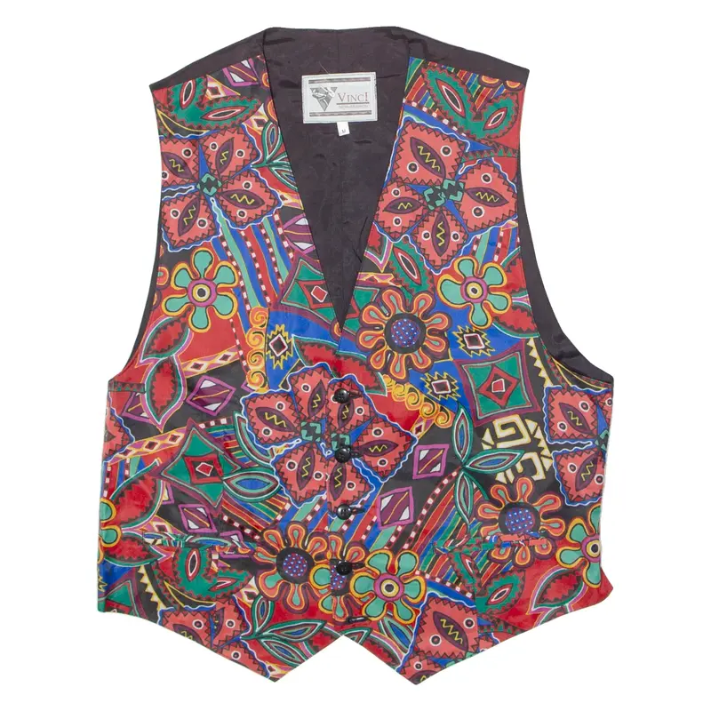 VINCI Mens Blazer Waistcoat Red Floral M