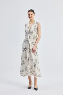 Front Twist Maxi dress in Black Florals | Color: Flowers in the wind | Size: XS