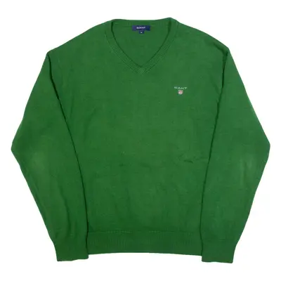 GANT Mens Jumper Green V-Neck Tight Knit XL
