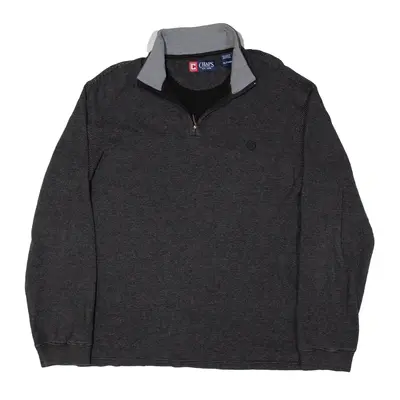 CHAPS Jumper Grey Striped 1/4 Zip Patterned Mens XL