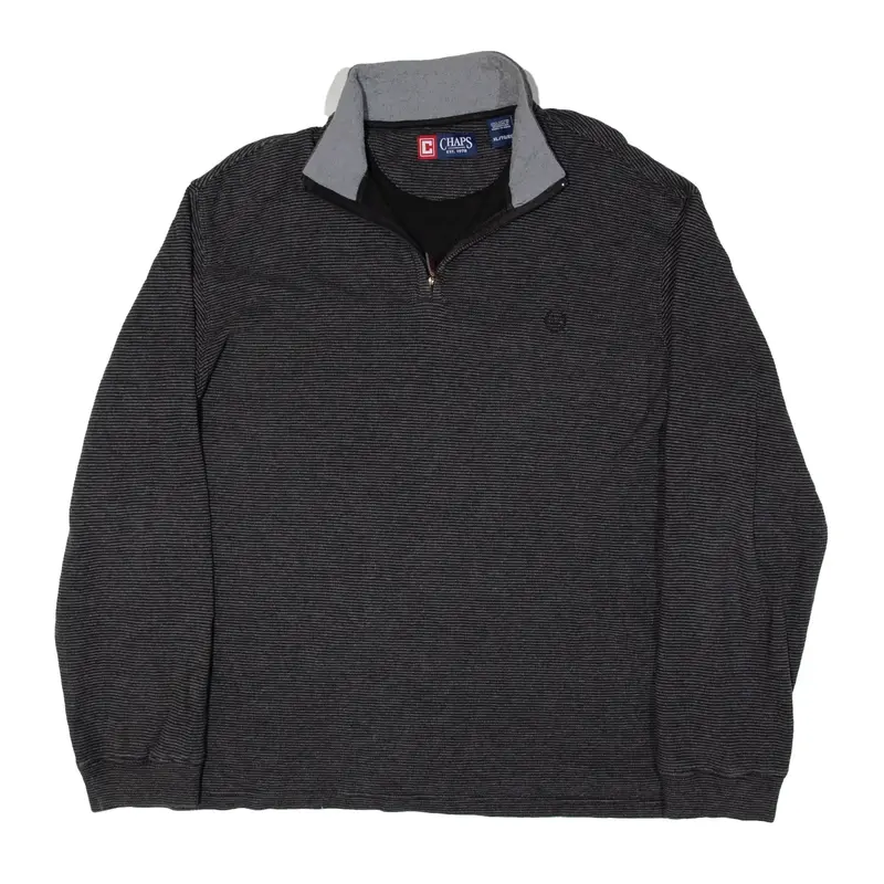 CHAPS Jumper Grey Striped 1/4 Zip Patterned Mens XL