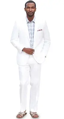Mens White Linen Suit