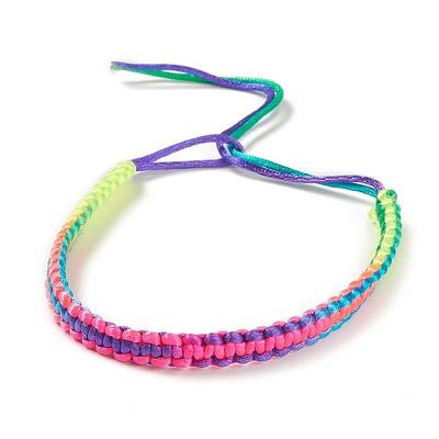 Rainbow Color Polyester Braided Adjustable Bracelet Making for Women