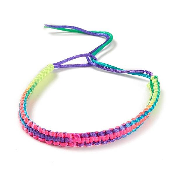 Rainbow Color Polyester Braided Adjustable Bracelet Making for Women