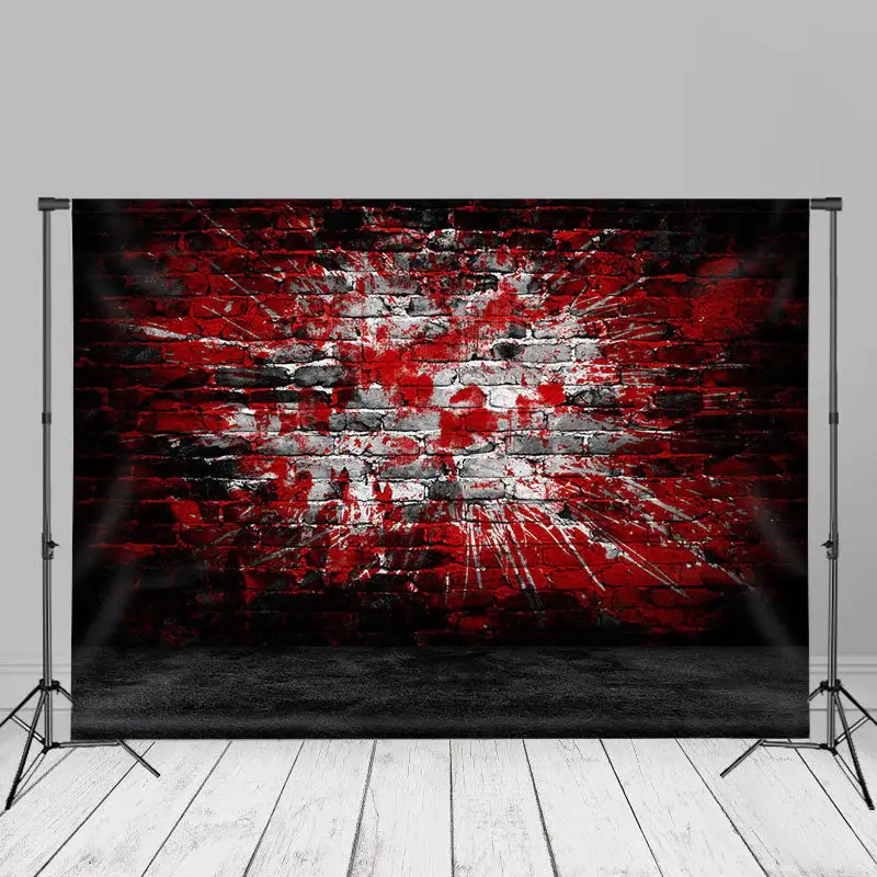 Red Black Graffiti Brick Wall Photography Backdrop - Aperturee