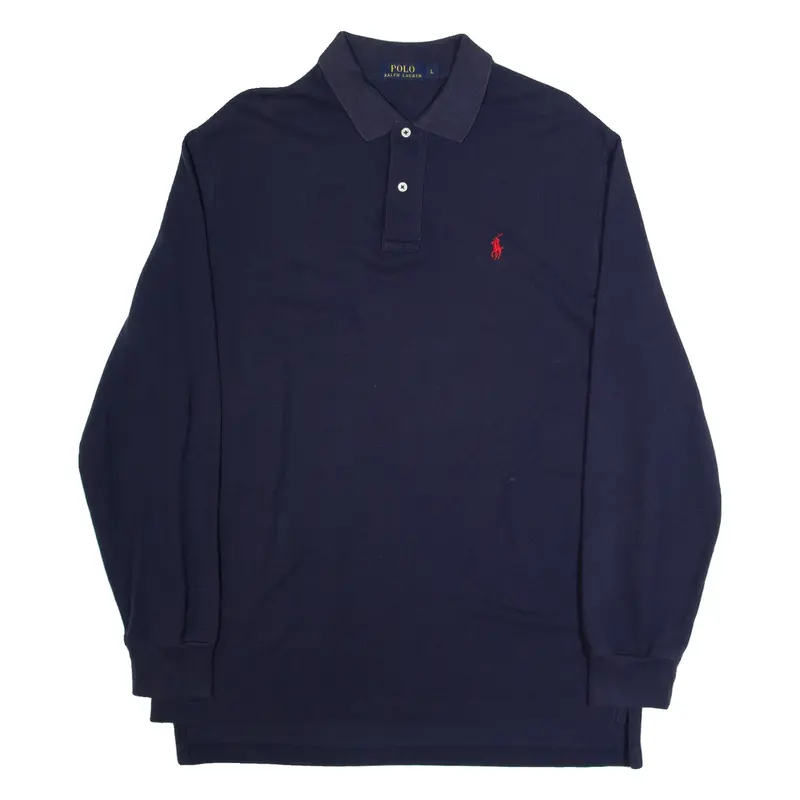 POLO RALPH LAUREN Mens Polo Shirt Blue Long Sleeve L