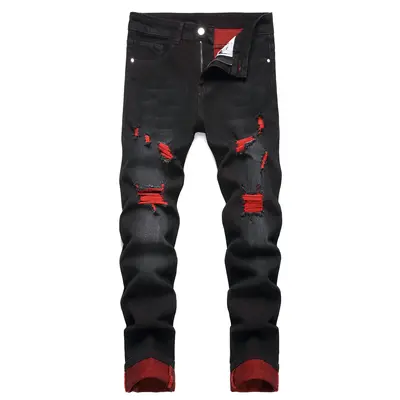 JUNBAOSS Men's Slim Fit Stretch Jeans Colored Ripped Jeans for Men, Casual Fashion Straight Leg Comfort Flex Waist Skinny Den...
