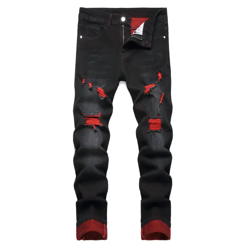 JUNBAOSS Men's Slim Fit Stretch Jeans Colored Ripped Jeans for Men, Casual Fashion Straight Leg Comfort Flex Waist Skinny Den...