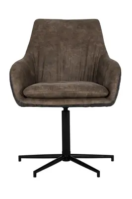 Brown Leather Rotatable Chair | OROA Lucy