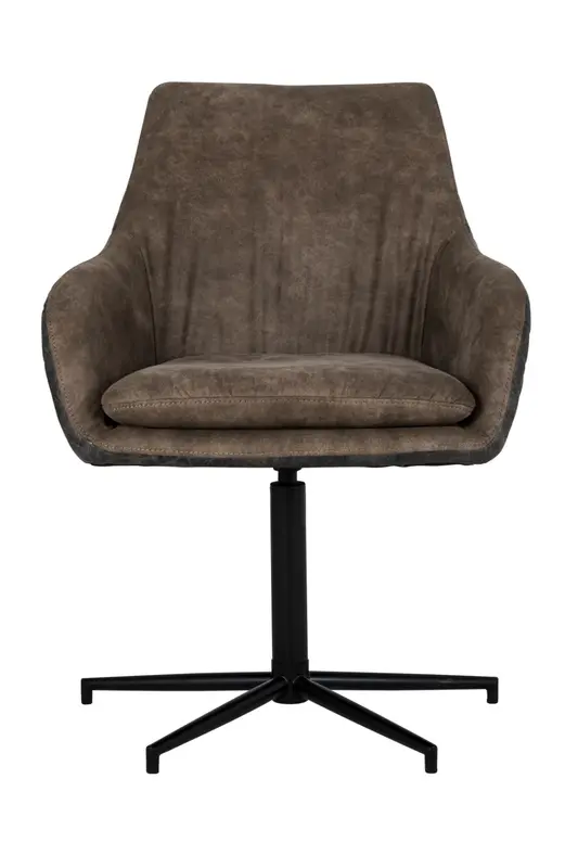 Brown Leather Rotatable Chair | OROA Lucy