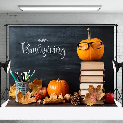 Aperturee Simple Pumpkin Fall Thanksgiving Holiday Backdrop - Aperturee