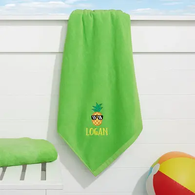 Green Tasty Fruits Embroidered Holiday Beach Towel - Aperturee