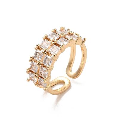 Brass Micro Pave Cubic Zirconia Open Cuff Rings