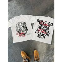 Men's Casual Graphic Print T-Shirt Cotton Crew Neck Short Sleeve Summer Style Machine Washable Black with White Red Design