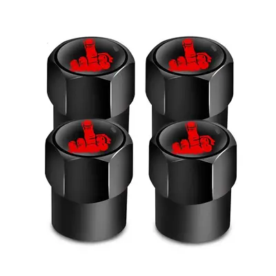 Creative Car Tire Valve Cap, 4 Counts Creative Finger Gesture Design Tire Valve Stem Cap, Universal Luminous Tire Valve Cap S...