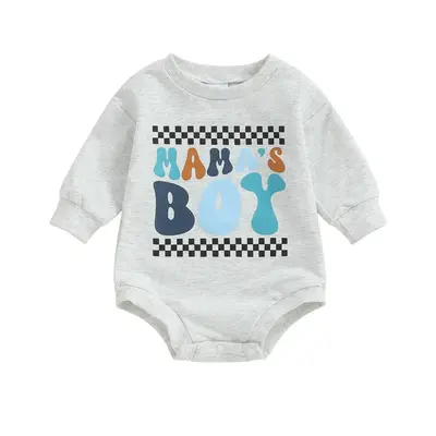 Newborn Baby Boy Outfit Mamas Boy Sweatshirt Bubble Romper Onesie Bodysuit Infant Spring Warm Outfits #Springtok