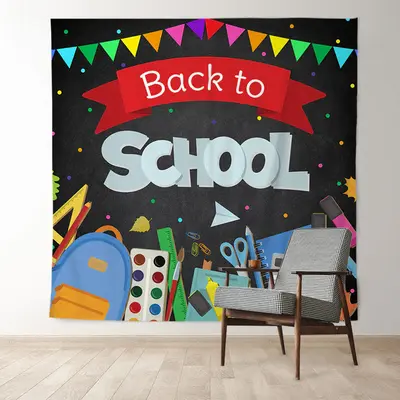 Blackboard Colorful Flag Back To School Backdrop - Aperturee