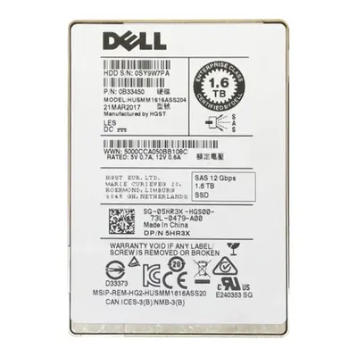 5HR3X Dell 1.6TB Multi-Level Cell SAS 12Gb/s Hot-Pluggable Write Intensive (512n) 2.5-Inch Solid State Drive for PowerEdge an...
