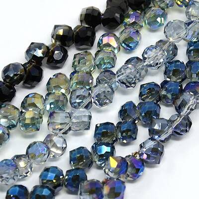 Half Plated Faceted Glass Teardrop Beads