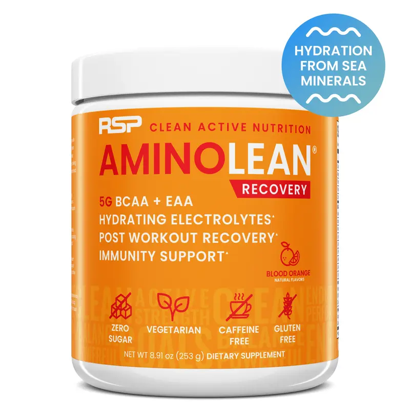 AminoLean Hydration & Recovery - Natural Electrolytes from Sea Minerals with Amino Acids, Blood Orange (30 Servings) Beverage...