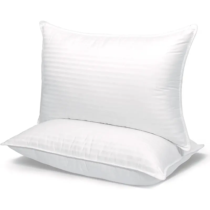 Hotel Collection Bed Pillows for Sleeping 2 Pack Queen Size, White Cotton Pillows for Side and Back Support, Super Soft Down ...