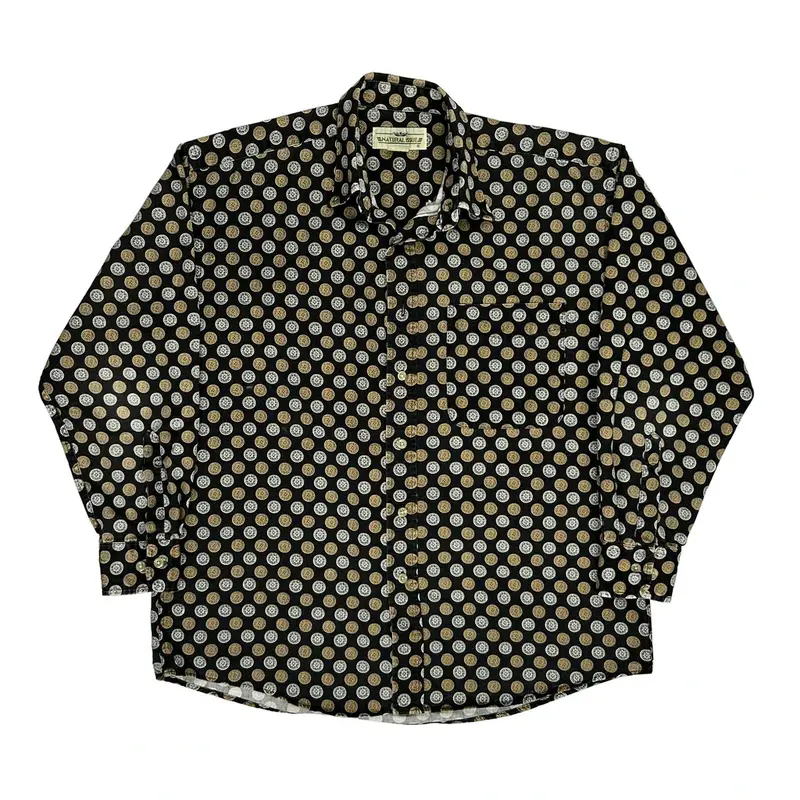Natural Issue Graphic Patterned Shirt - Medium Black Cotton