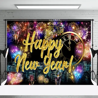Glorious Midnight New Years Eve Cityscape Backdrop - Aperturee