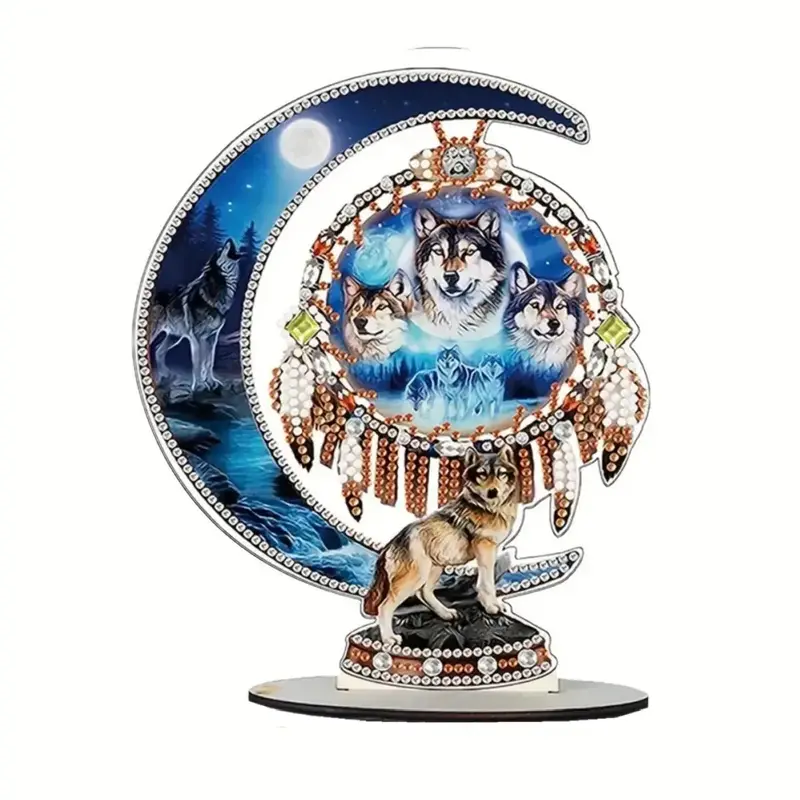 Crystal Diamond Arts Painting Kit, Wolf Pattern DIY Diamond Arts Painting without Frame, Handmade Art Crafts for Home Offic...