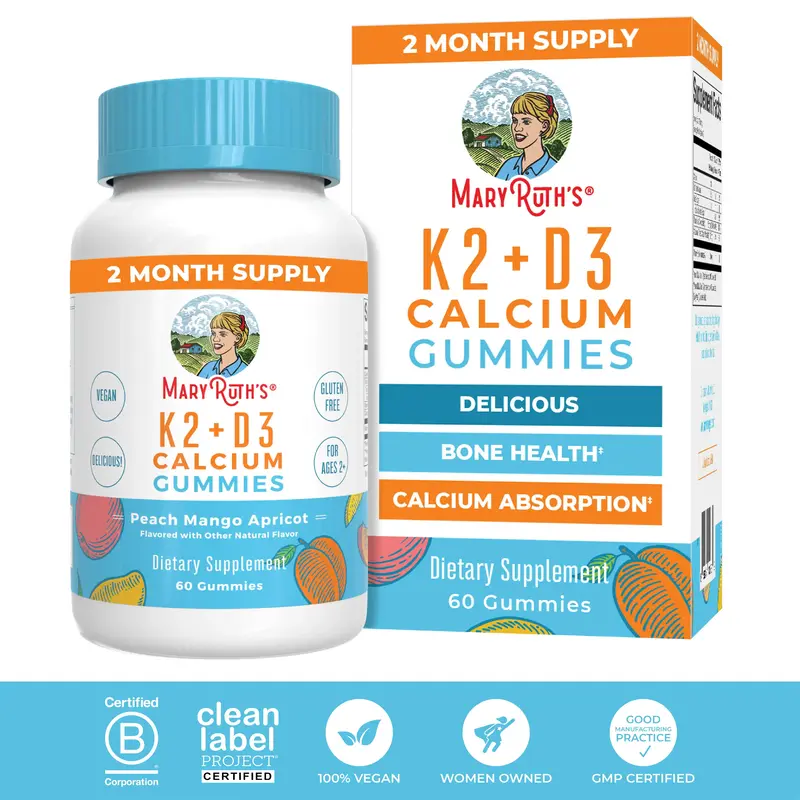 MaryRuth's K2+D3 Calcium Gummies - 2 Month Supply - Bone Health & Joint Support - Heart Health - Vegan - Non-GMO - Gluten Fre...