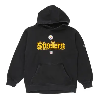 Age 9-10 Pittsburgh Steelers Reebok NFL Hoodie - Medium Black Cotton Blend