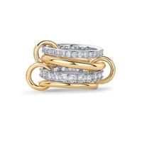 Interlocked Stackable Rings for Women - Multi-Metal Statement Rings with Cubic Zirconia Accents - Stylish Two-Toned Jewelry-M...