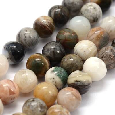 Natural Bamboo Leaf Agate Beads Strands