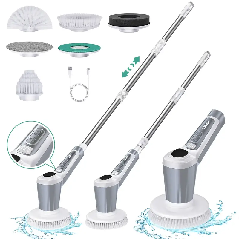 LOVEWE Electric Spin Scrubber Integrated Cleaning Fluid Chamber, Efficient Cordless Cleaning Brush - 90 Min Runtime, Cleaning...