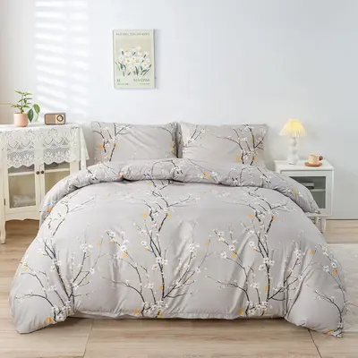 Branch Print Duvet Cover & Pillowcase Set Without Filler, 3pcs Soft Comfortable Bedding Set, Modern Bedding Set For Bedroom, ...