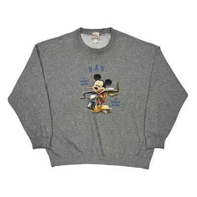 Mickey Mouse Disney Graphic Sweatshirt - 3XL Grey Cotton Blend