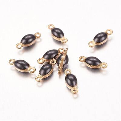 Antique Bronze Plated Brass Enamel Oval Links connectors